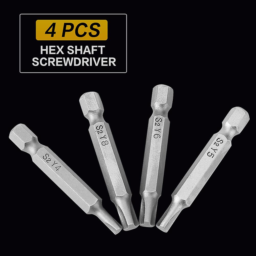 4pcs Triangle Shaped Y Type 1/4 Hex Shaft Magnetic Screwdriver Screw Tool