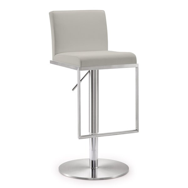 Amalfi Light Grey Faux Leather Stainless Steel Bar Stool