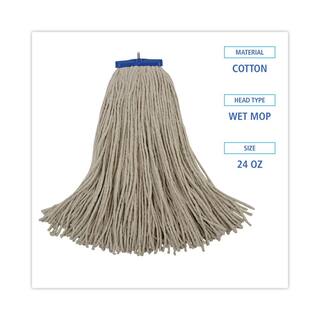 Boardwalk Cotton Cut-End Lie-Flat Wet Flat Mop Mop Head 24 oz. White (12-Carton) BWK724CCT