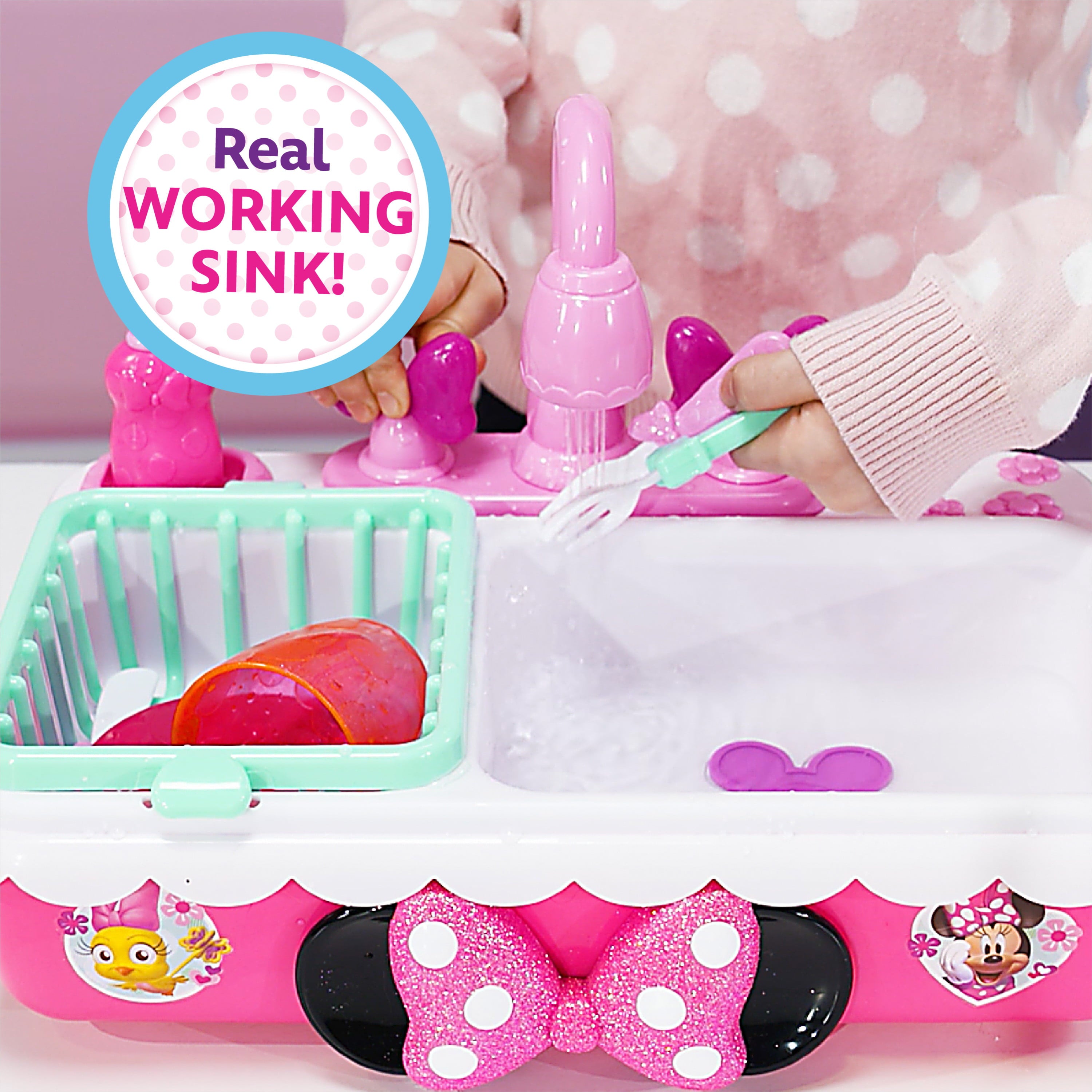 Minnie's Happy Helpers Magic Sink Set, Pretend Play Working Sink, Officially Licensed Kids Toys for Ages 3 Up, Gifts and Presents