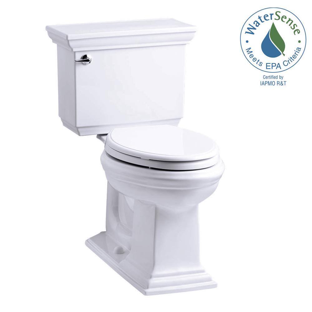 KOHLER Memoirs Stately 2-Piece 1.28 GPF Single Flush Elongated Toilet with AquaPiston Flush Technology in White K-3817-0