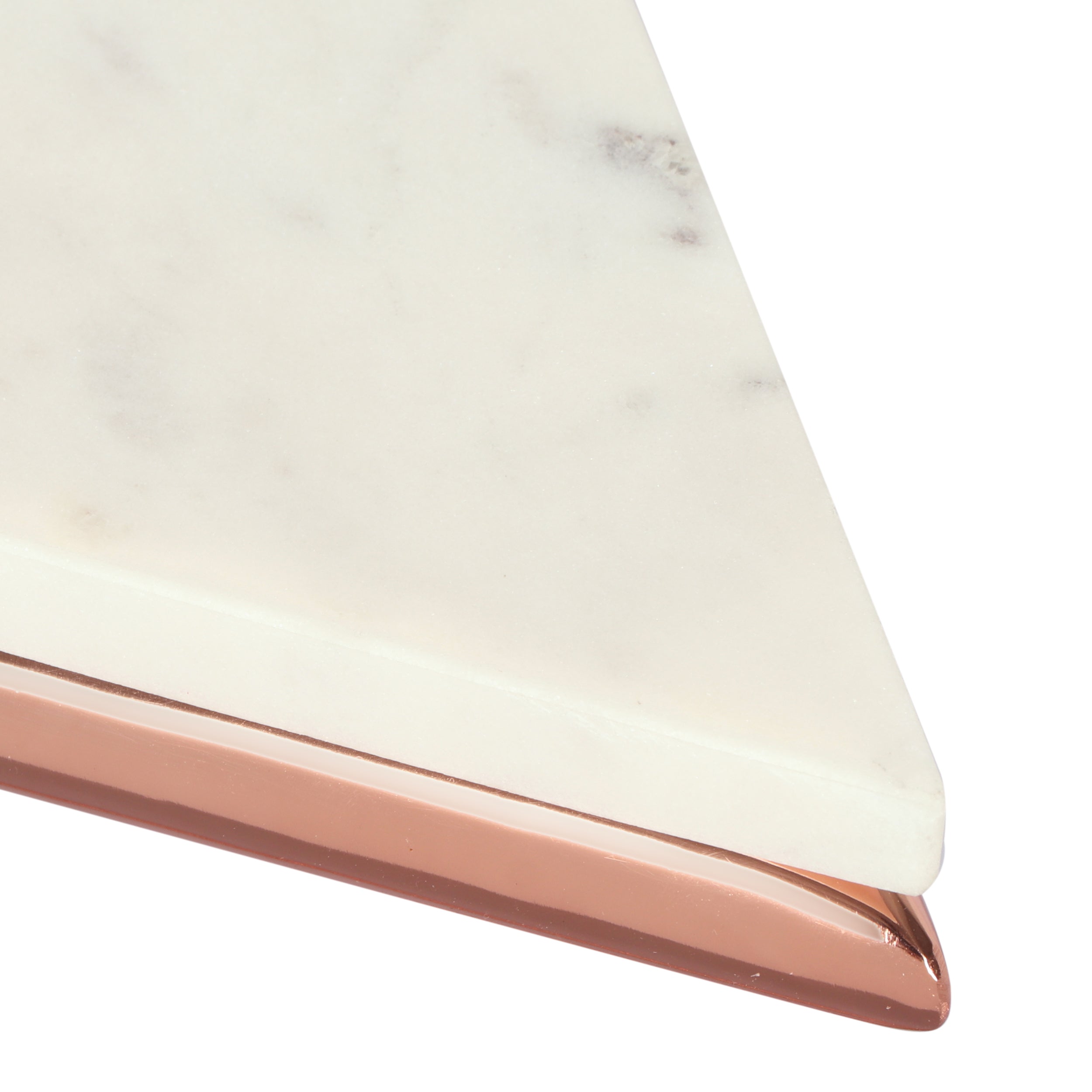 Cowger Modern Glam Handcrafted Banswara Marble Top C-Shaped Side Table, White and Rose Gold