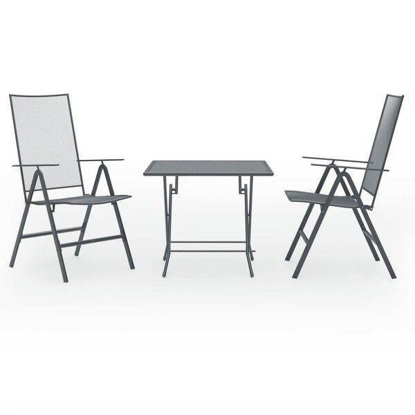 3 Piece Patio Dining Set Steel Anthracite -  - 36225430