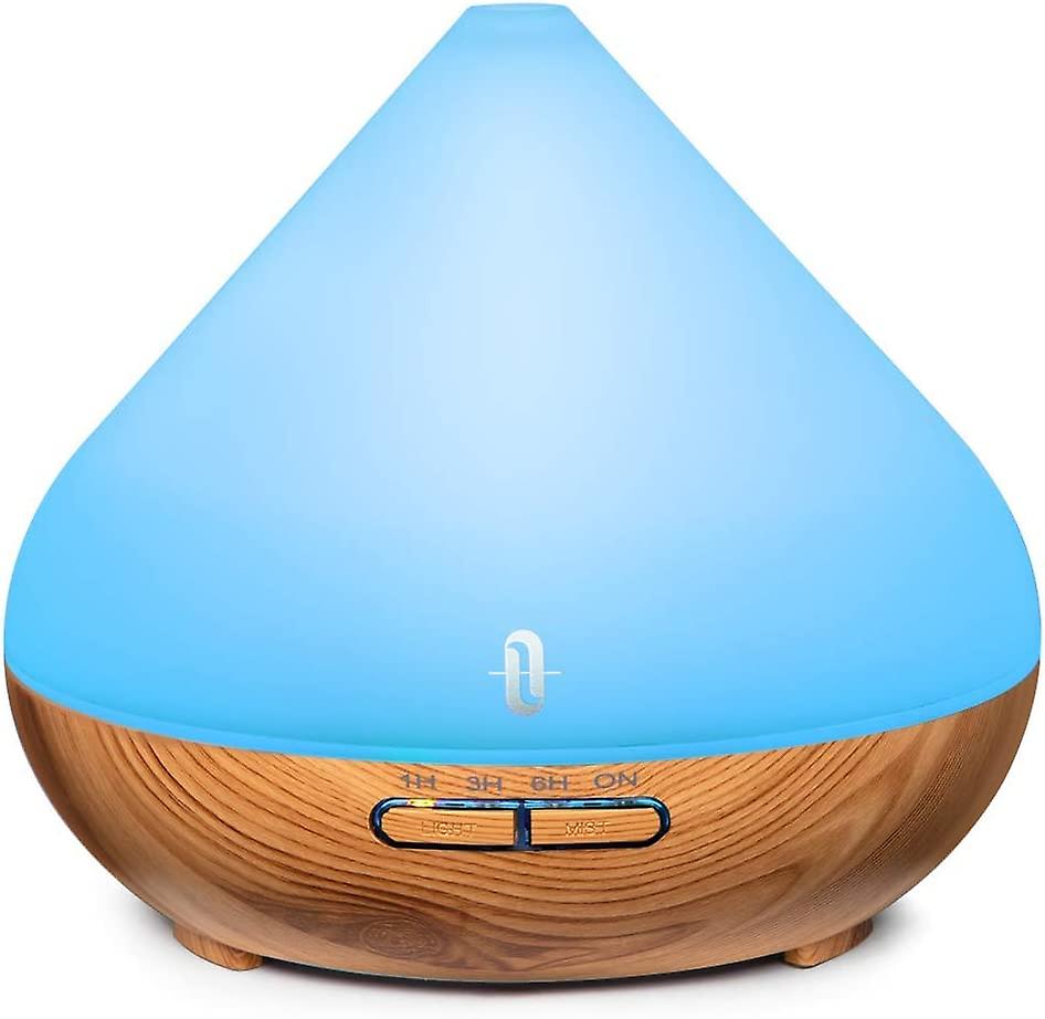 Aroma Diffuser 300ml， Air Humidifier， Essential Oil Diffuser， Faux Wood Base， 7 Colors For Yoga， Living Room， Spa， Bedroom， Bathroom， Kid's Room Or Ho