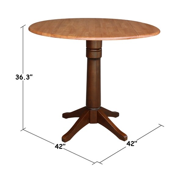 42 in. Round Top Dual Drop Leaf Pedestal Dining Table