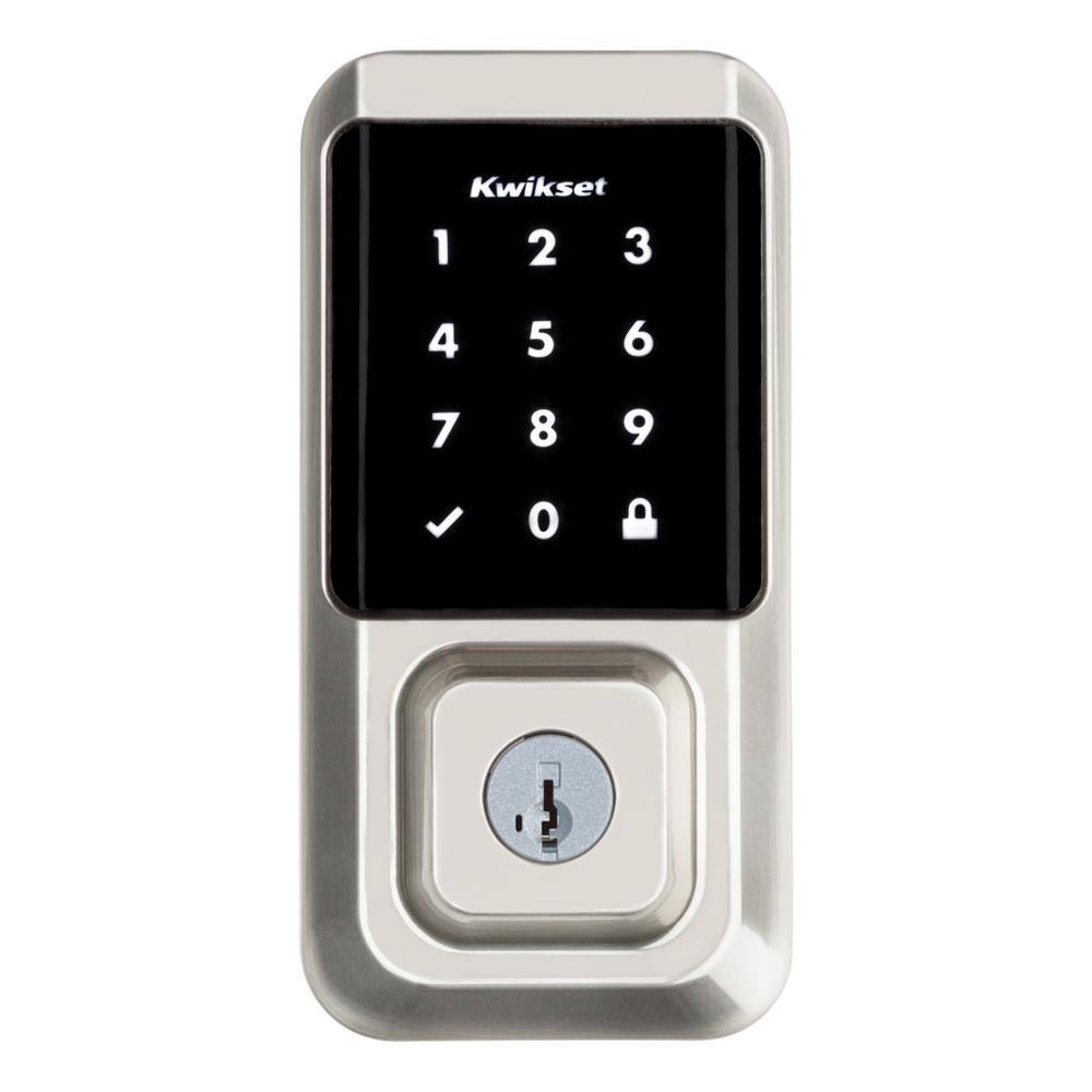 Kwikset Halo Satin Nickel Electronic Smart Lock Deadbolt Feat SmartKey Security Touchscreen and WiFi and San Clemente Handleset 939 815xHFL 15