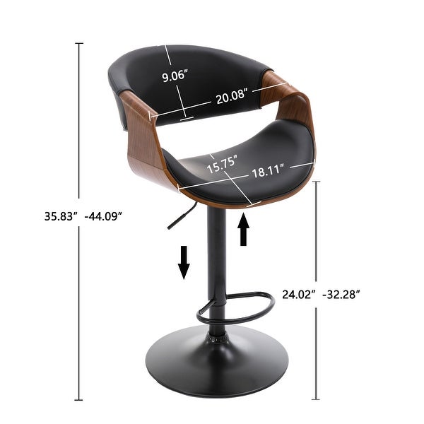 2pcs Adjustable/Swivel Bar Stool， PU Leather Upholstered Bar Chair