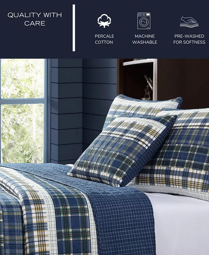 Nautica Marina Cove Cotton Reversible 3 Piece Quilt Set， Twin