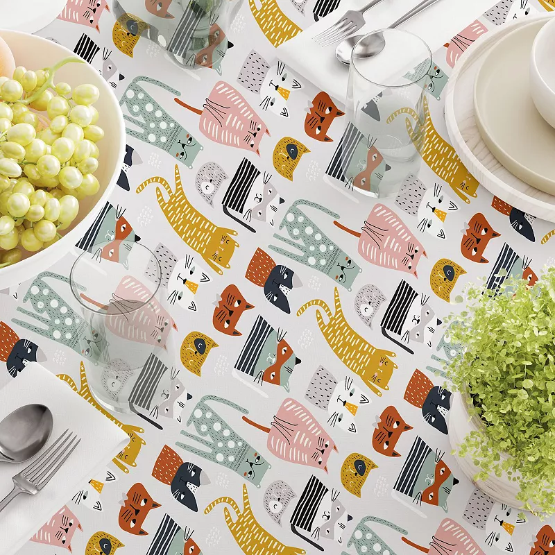 Square Tablecloth， 100% Cotton， 60x60， Cats with Attitude