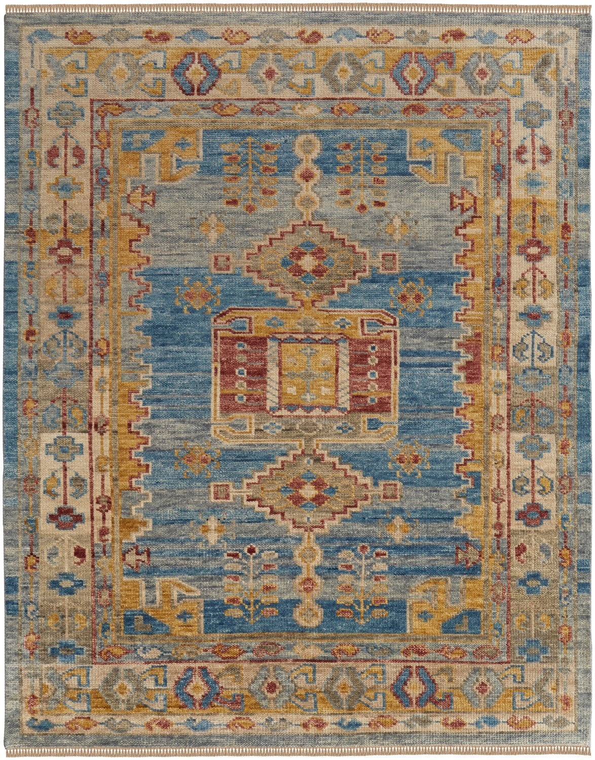 Foxboro Tribal Hand Knotted Blue / Multi Color Rug