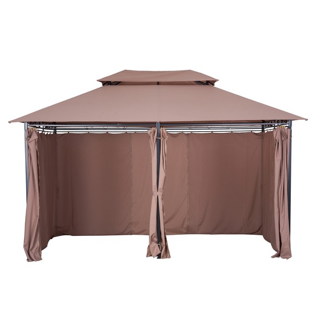 Outsunny 10 x27 X 13 x27 Outdoor Soft Top Gazebo With Curtains 2 tier Steel Frame Gazebo Patio