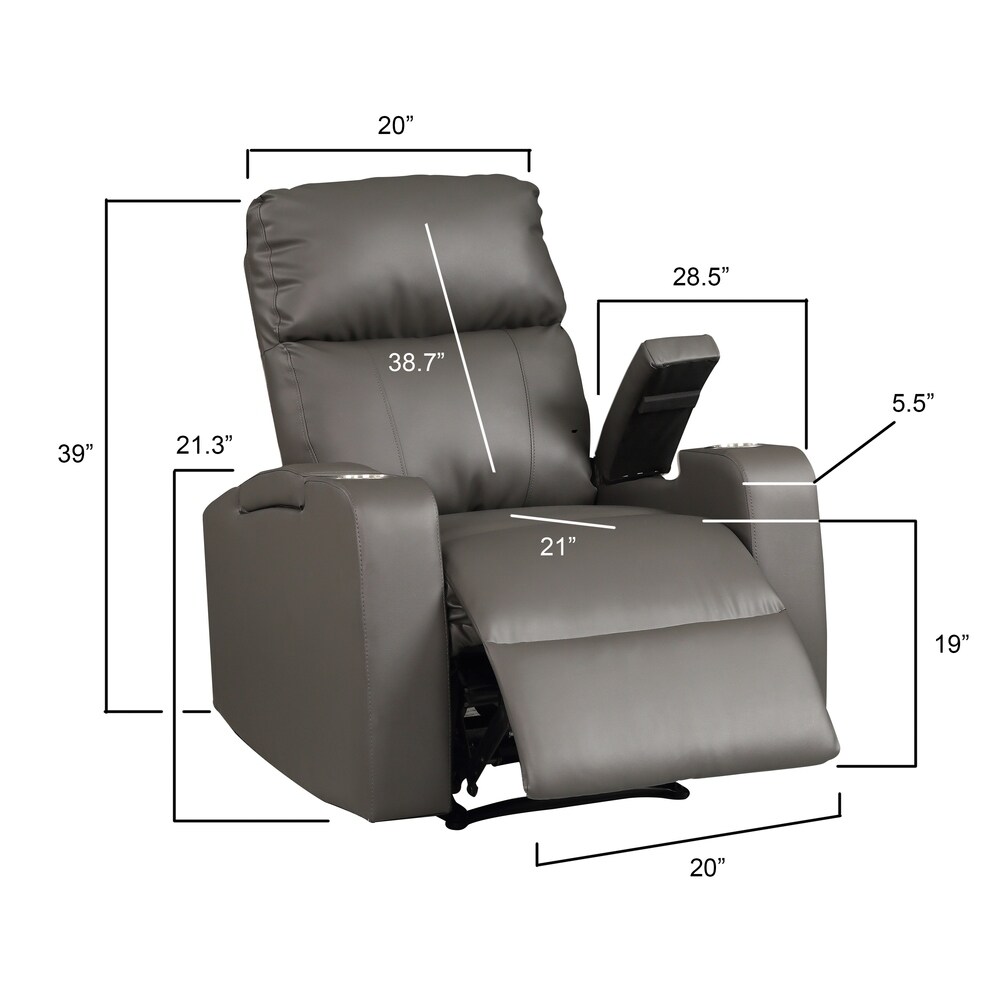 Modern Terry Upholstered Faux Leather Power Recliner Chair