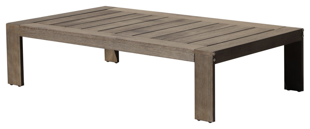 Benzara BM287835 Coffee Table  Burnt Brown Acacia Wood Frame  Plank Surface   Transitional   Outdoor Coffee Tables   by Uber Bazaar  Houzz