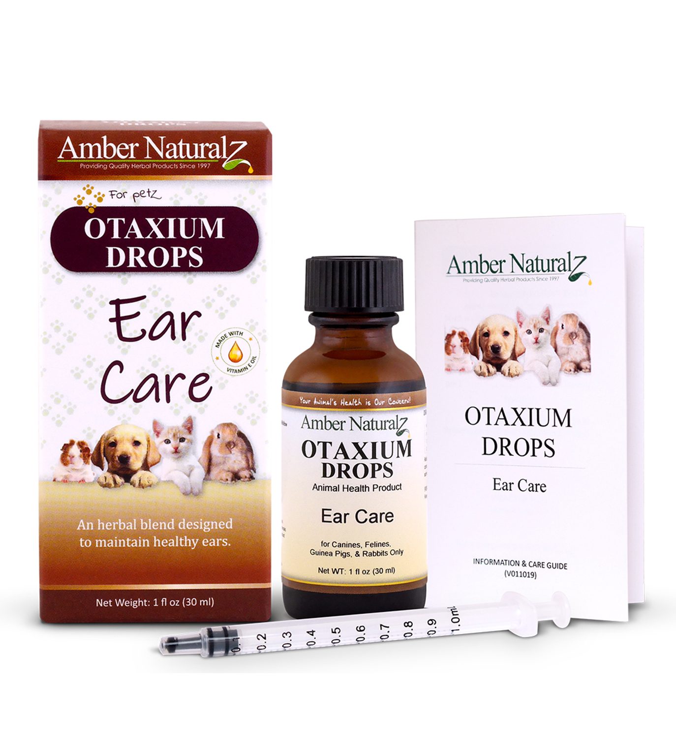 Amber Naturalz Otaxium Drops Ear Care for Dogs and Cats， 1 oz