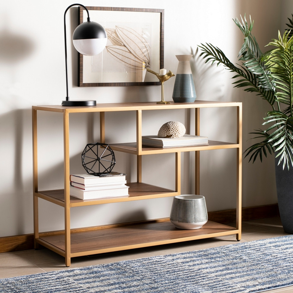 Suri Geometric Console Table Walnut/Black   Contemporary   Console Tables   by V.S.D Furniture  Houzz