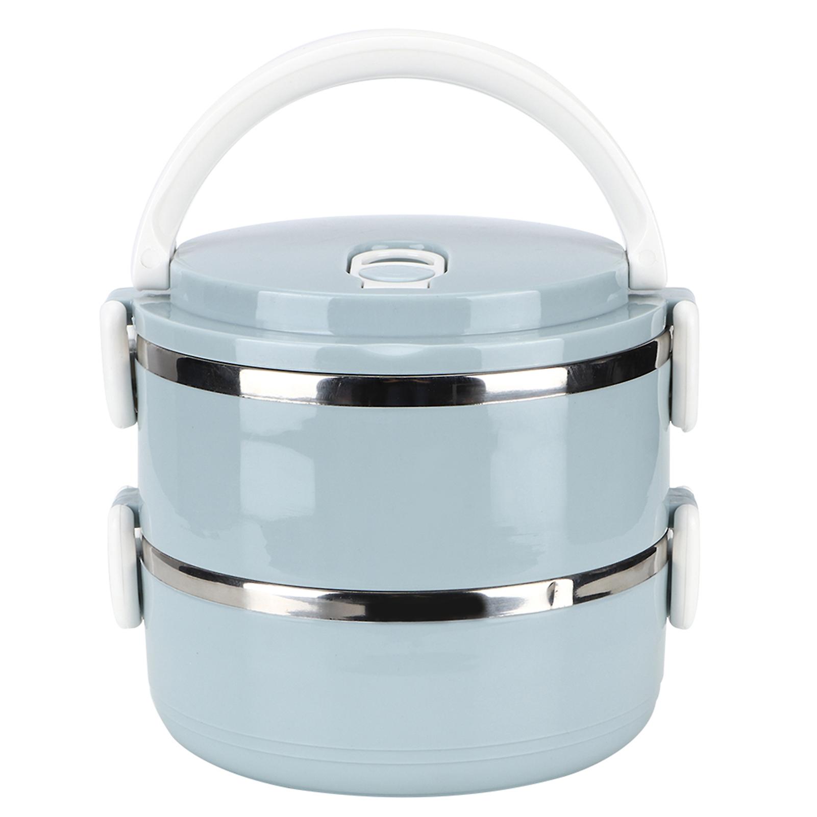 Portable Stainless Steel Blue Thermal Insulated Rice Noddles Lunch Box Food Containerdouble Layer