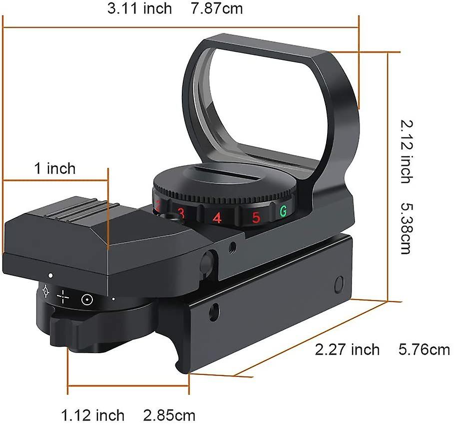 20mm Rail Tactical Multi Reticle 4 Red and Green Dot Sight Scope dovetail Red Dot Sight Mounts，（black）