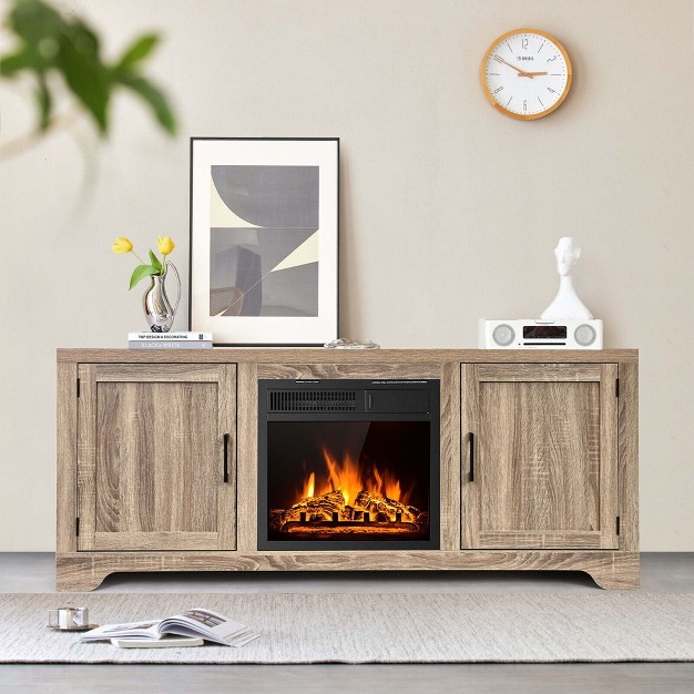 Costway 58 x27 x27 Fireplace Tv Stand Storage Cabinet Console W 18 x27 x27 1500w Electric Fireplace