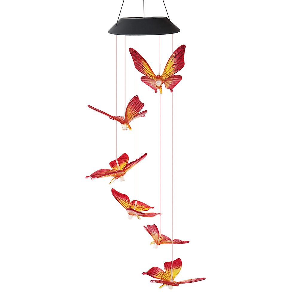 Solar Energy Powered Wind Chime Lamp Color-changing Butterfly Outdoor Garden Street Solar Panel Light No.179190