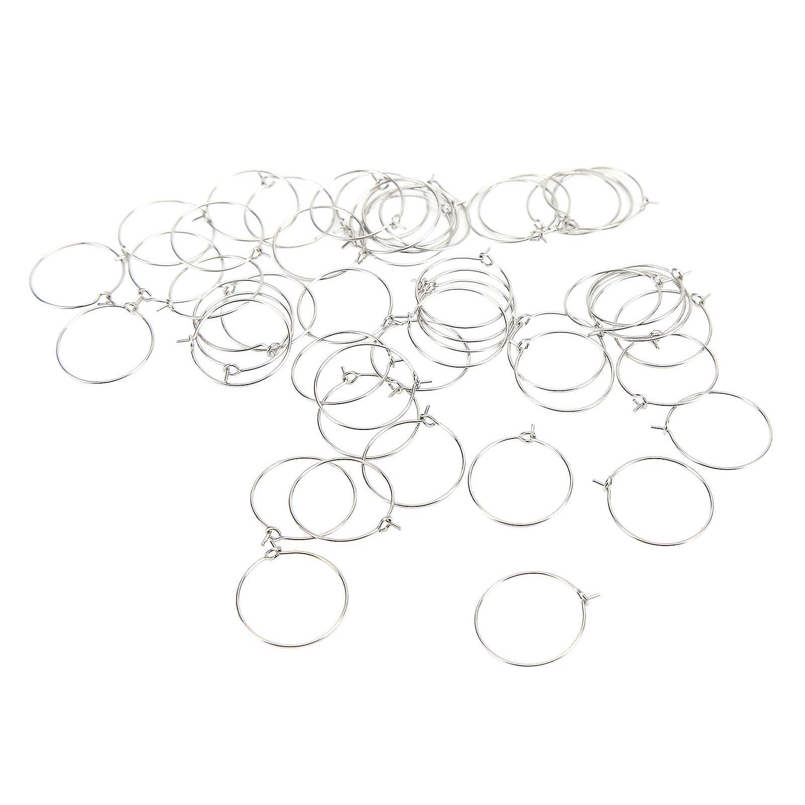 50pcs 20mm Bulk Hoop Earrings Stainless Steel Diy Anti Allergy Wine Glass Rings Jewelry Making Wedding Birthday Party