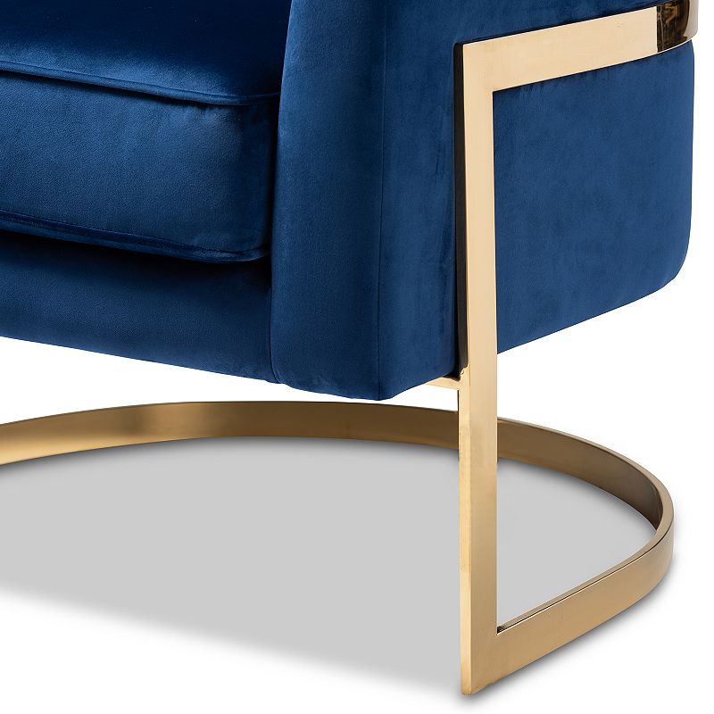 Baxton Studio Tomasso Dark Blue Chair