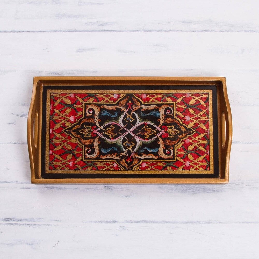 Handmade Floral Connection Reverse Painted Glass Tray (Peru)