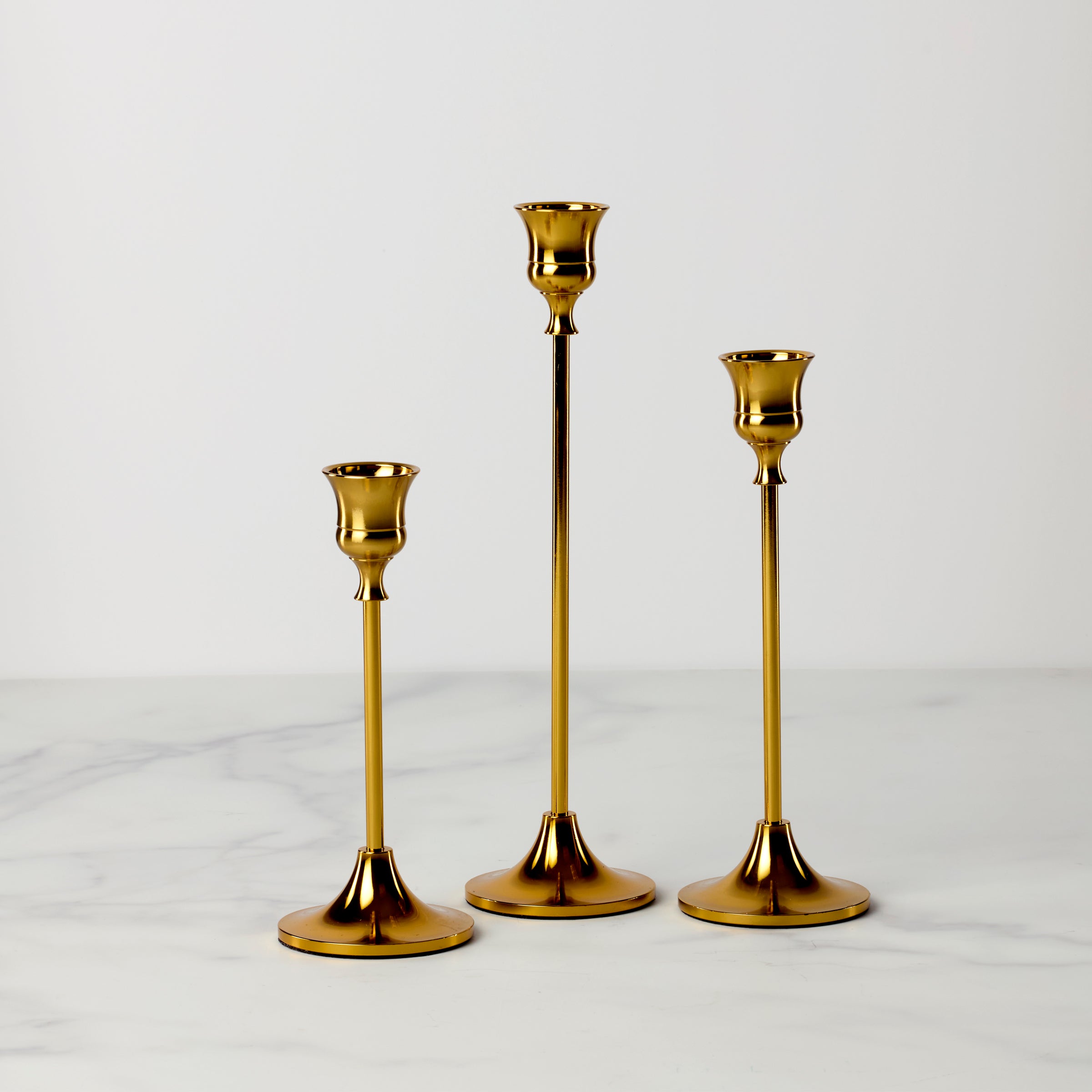 Classica 3-Piece Gold-Plated Candle Holder Set