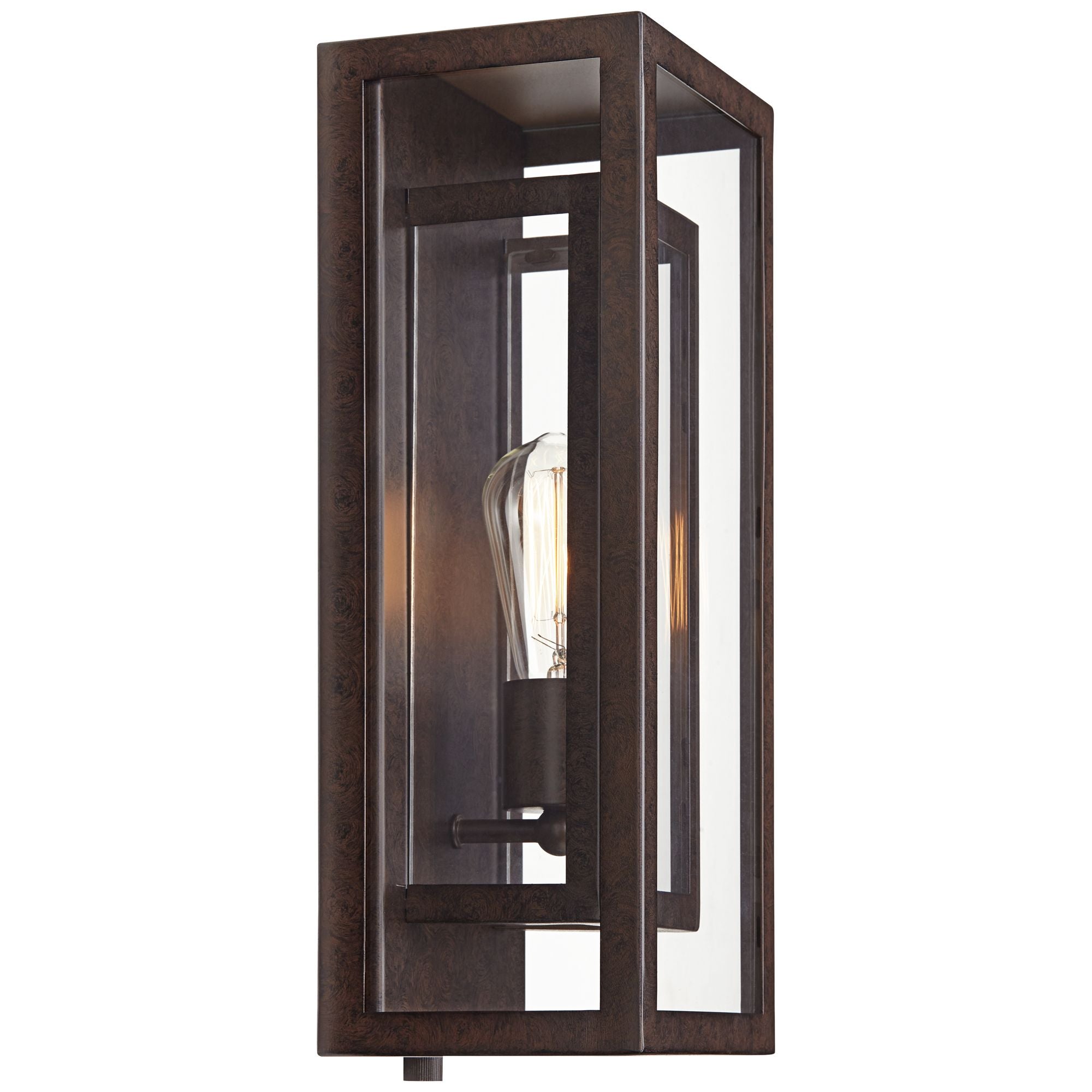 Possini Euro Design Modern Outdoor Wall Light Fixture Bronze Double Box 15 1/2" Clear Glass Exterior House Deck