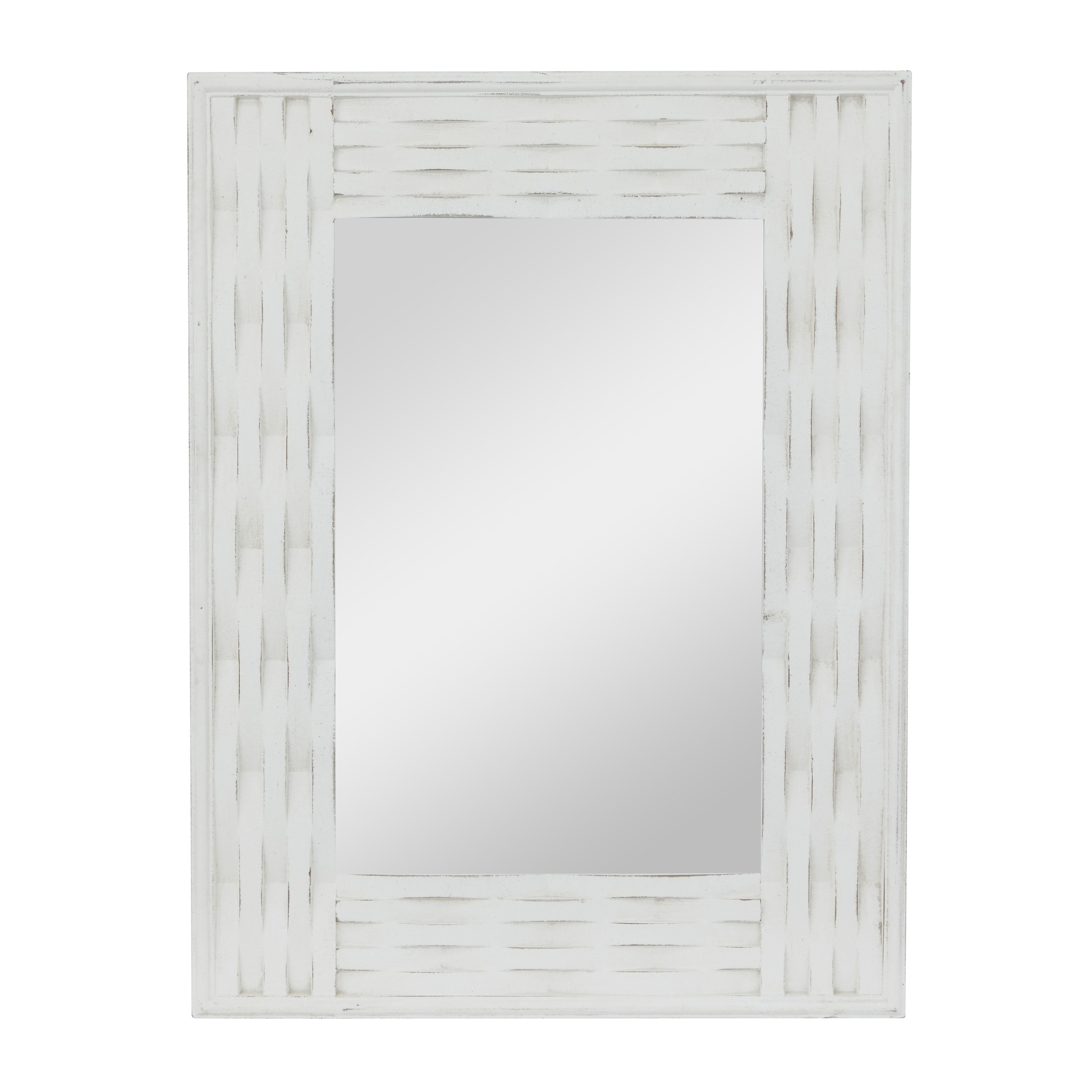 White MDF Contemporary Wall Mirror 41 x 32 x 2