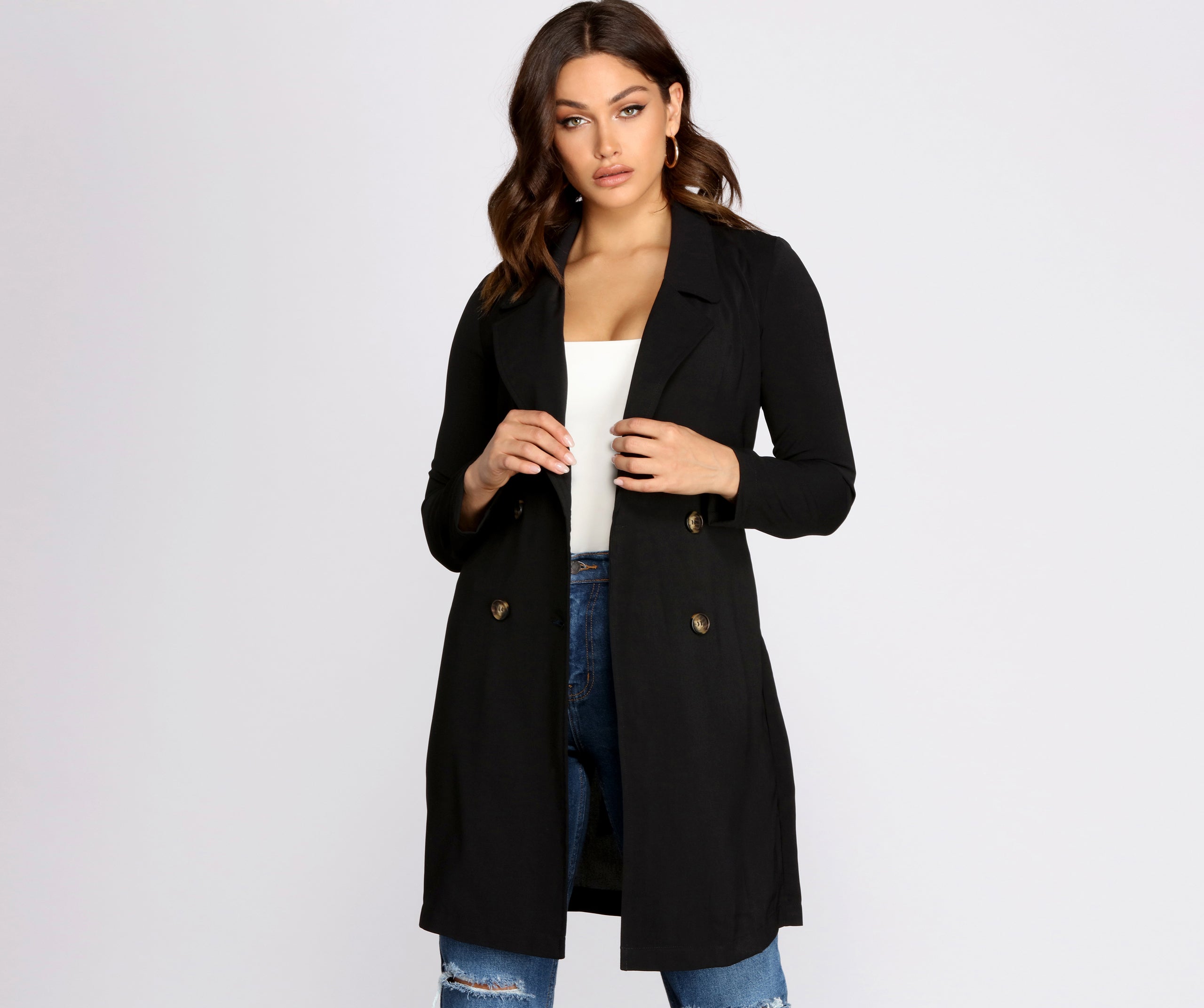 Cosmopolitan Chic Belted Trench Coat