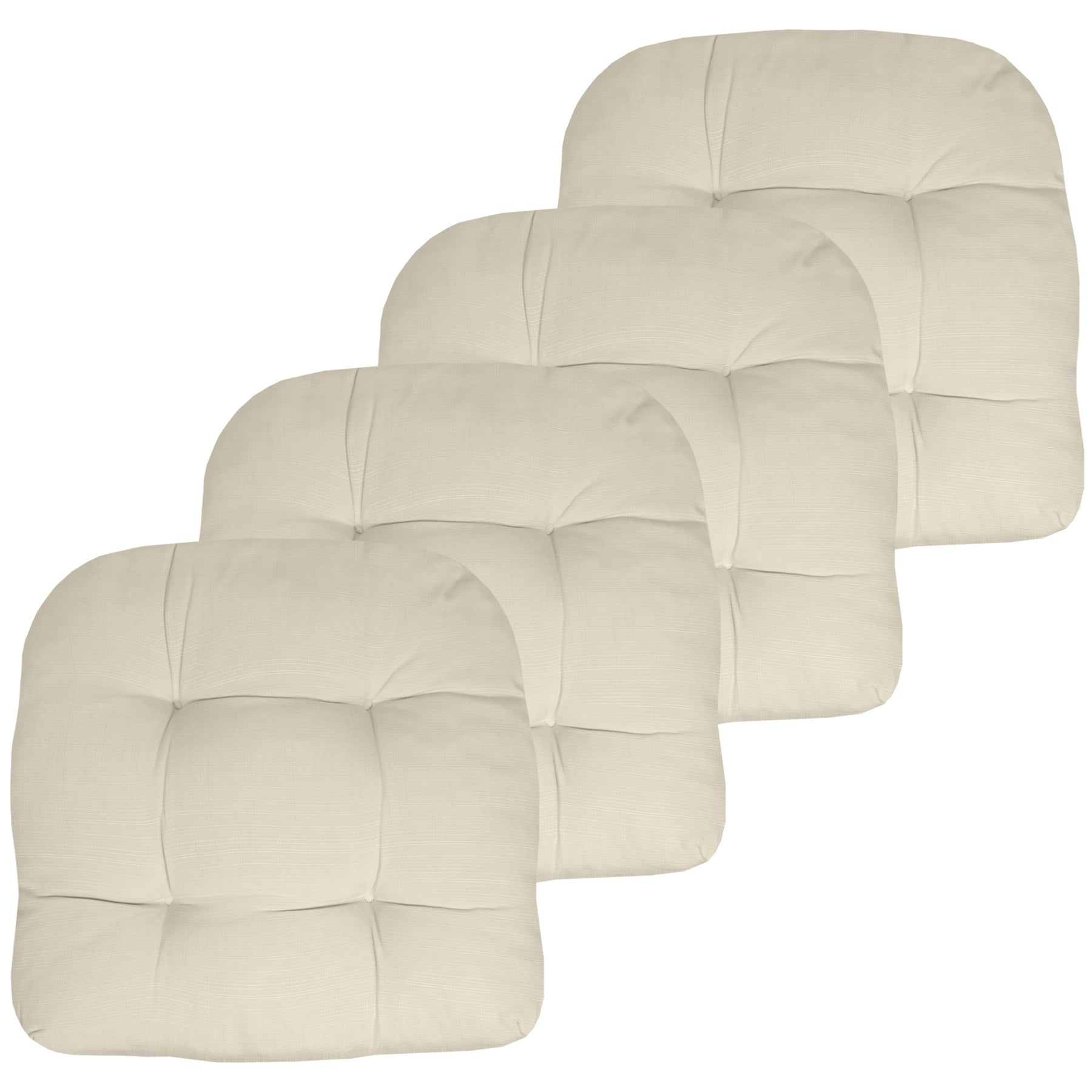 Indoor-Outdoor Reversible Patio Seat Cushion Pad 4 Pack - Cream 19