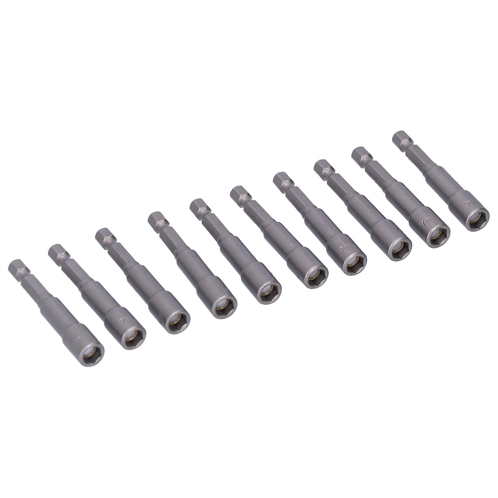 10pcs Hex Socket Set With Strong Magnetic Electric Screwdriver Bit Accessories 7mm