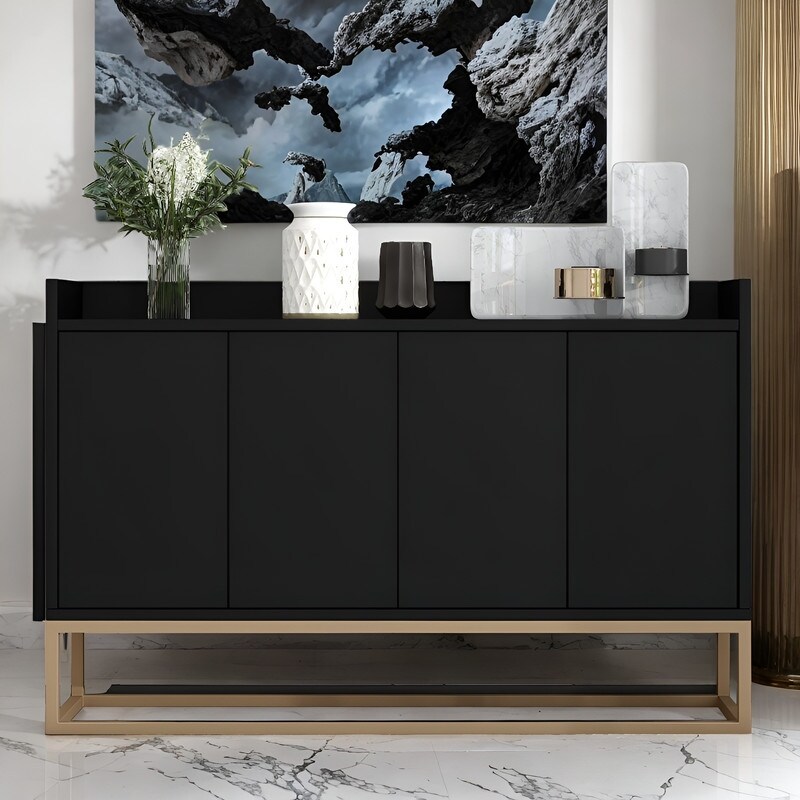 Modern Sideboard Elegant Buffet Storage Cabinet with Large Storage Space  for Dining Room  Entryway  Black