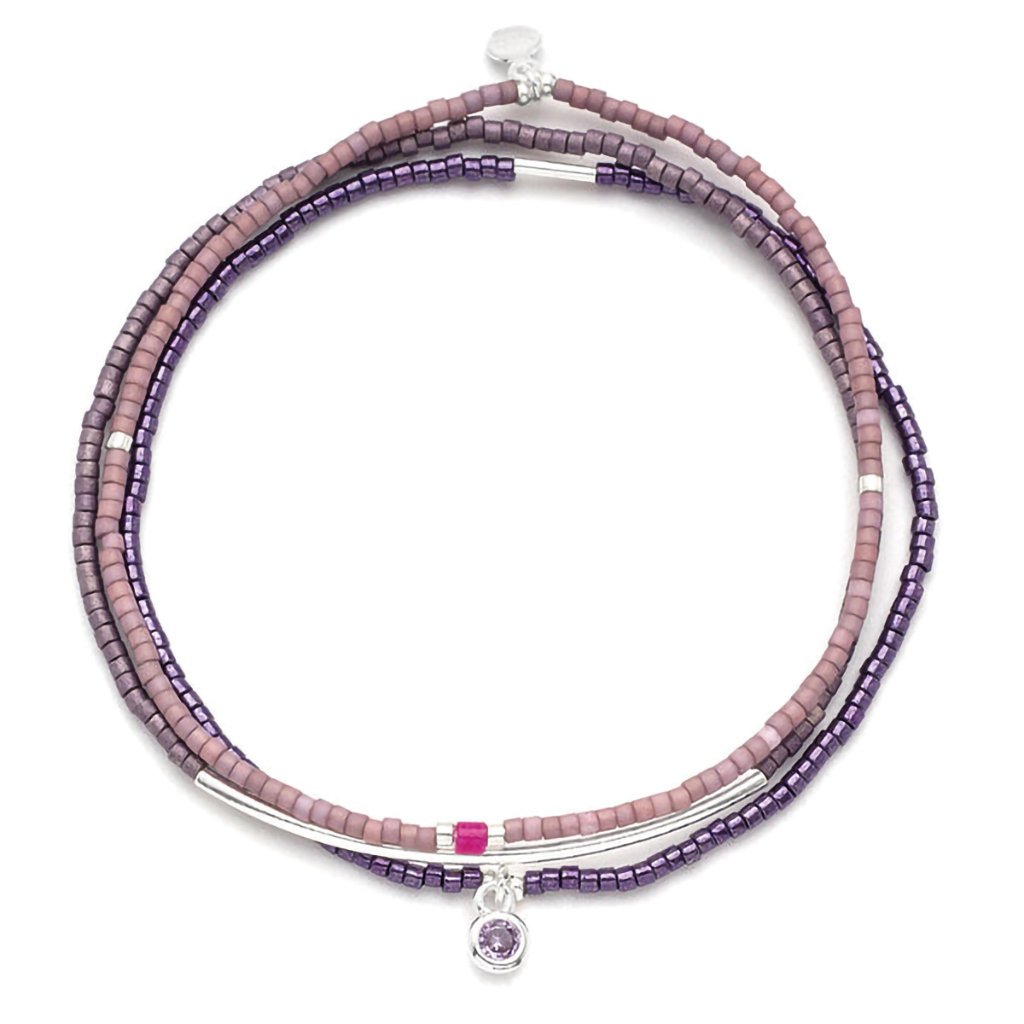 Scout Curated Wears  Tonal Chromacolor Miyuki Bracelet Trio - Purple/Silver