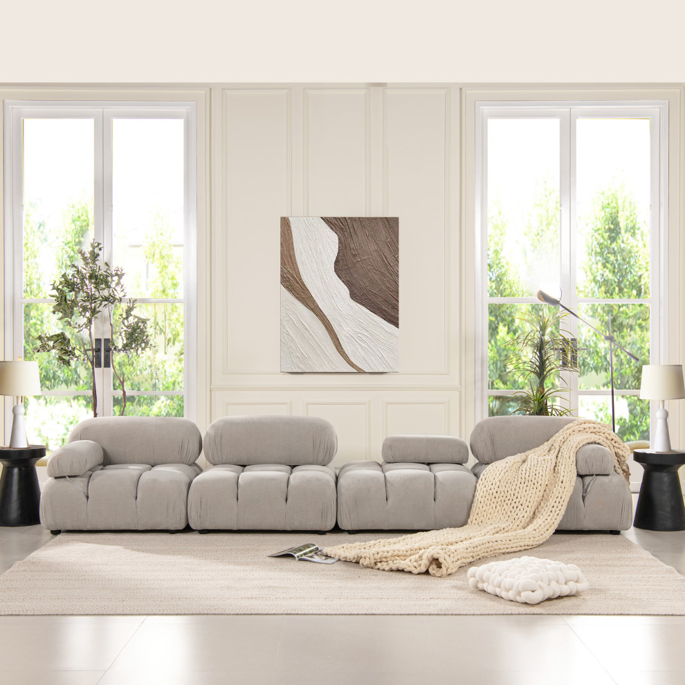 Marcel 109.5 quotModular Modern 4 Piece Reversible Sectional Sofa   Transitional   Sectional Sofas   by Jennifer Taylor Home  Houzz