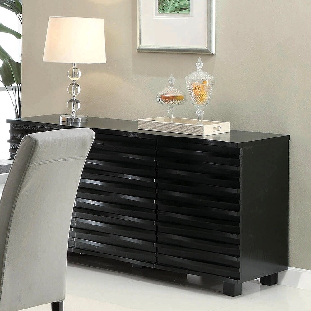 Modern Black Wave Design Storage Buffet Server