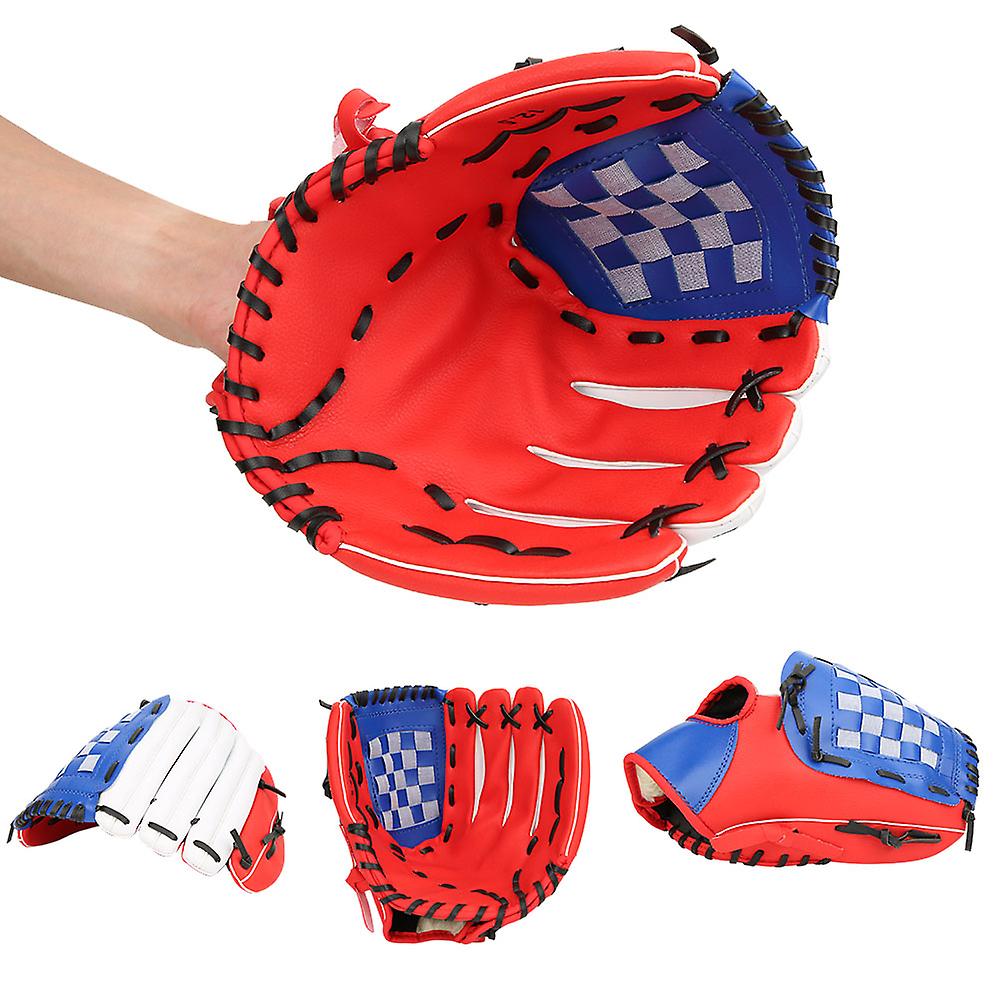 Pu Leather Baseball Glove Practicing Training Competition Gloves For Children(red 11.5 Inch)