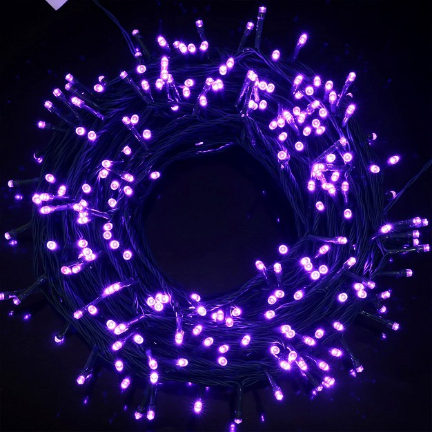 Joiedomi 300 Purple Led Green Wire String Lights 8 Modes