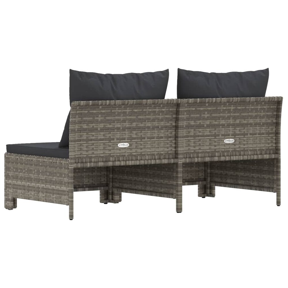 vidaXL 2 Seater Patio Sofa with Cushions Gray Poly Rattan