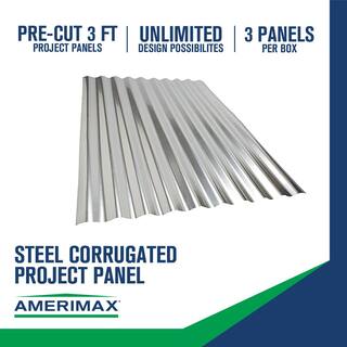 Amerimax Home Products 3 ft. Galvanized Steel Corrugated Project Panel (3-Pack) 4736011001