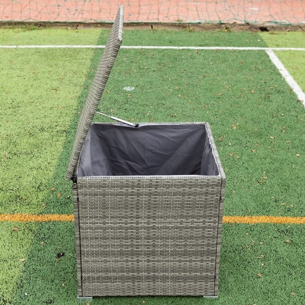 4 Piece Patio Sectional Wicker Rattan Outdoor Furniture Sofa Set with Storage Box