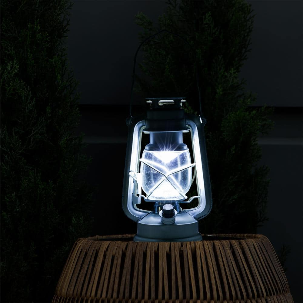 Alpine Corporation Indoor/Outdoor Hurricane Lantern with Cool White LED Lights and Timer BST124WT