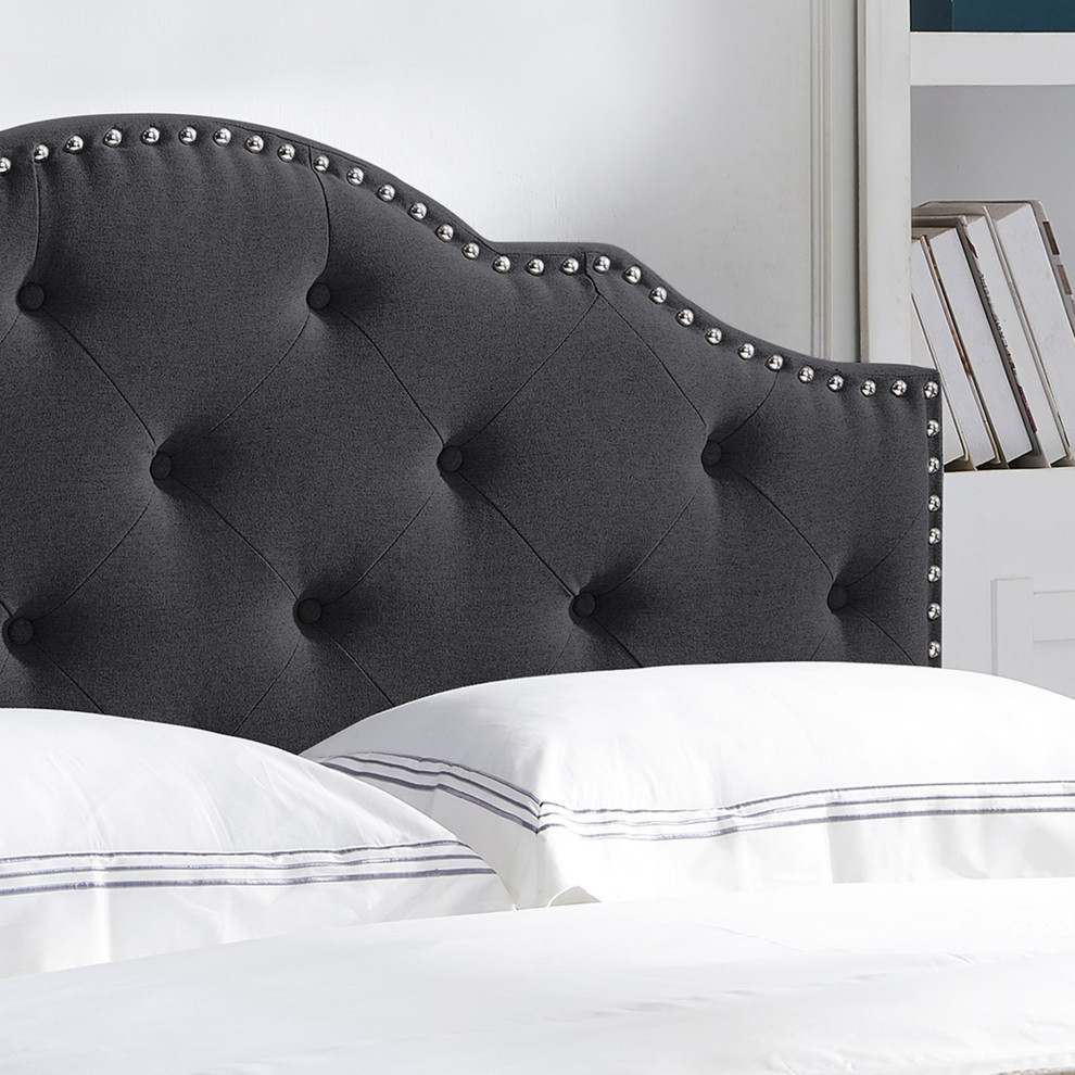 Sharon Contemporary Upholstered Queen/Full Headboard   Transitional   Headboards   by GDFStudio  Houzz