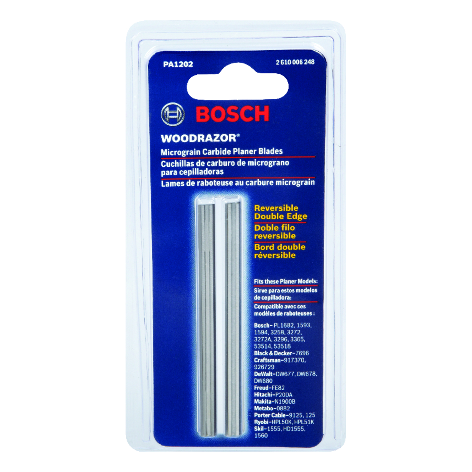 Bosch 3-1/4 in. L X 0.125 in. W Tungsten Carbide Planer Blade Double-Edged 2 pk