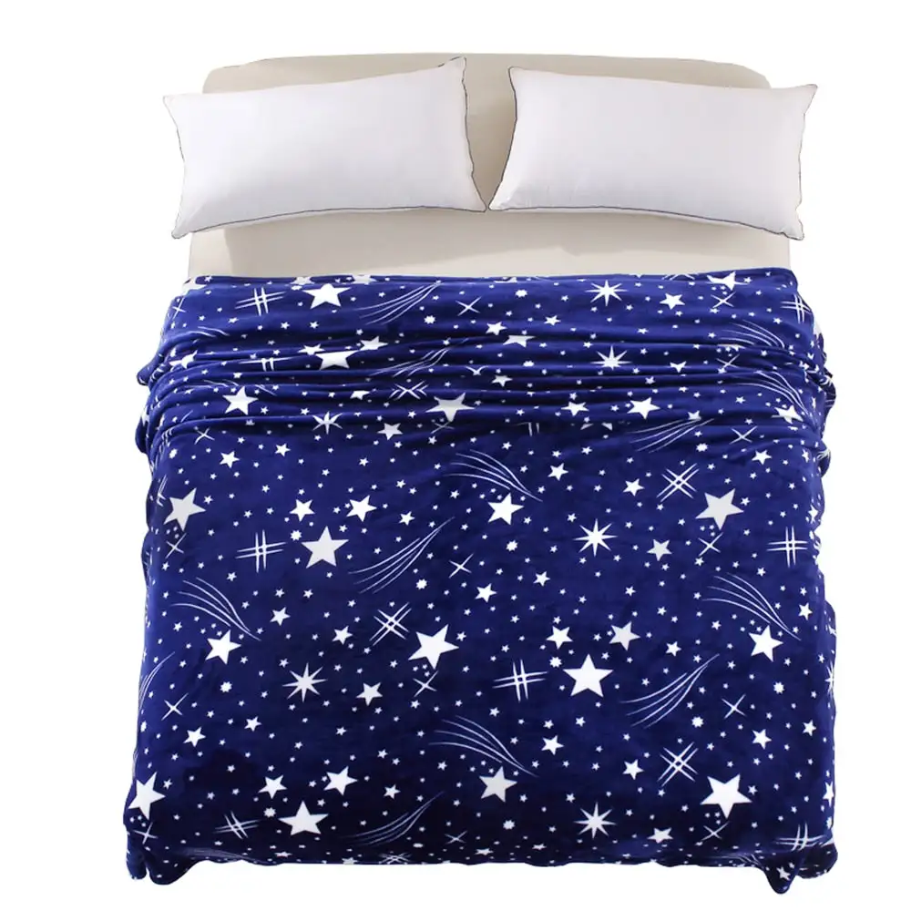 High Quality Blanket Super Soft Warm Solid Warm Micro Plush Fleece Star Blanket Throw Rug Sofa Bedding