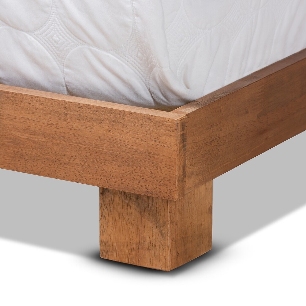 Haines Modern and Contemporary Walnut Brown Finished Wood Platform Bed