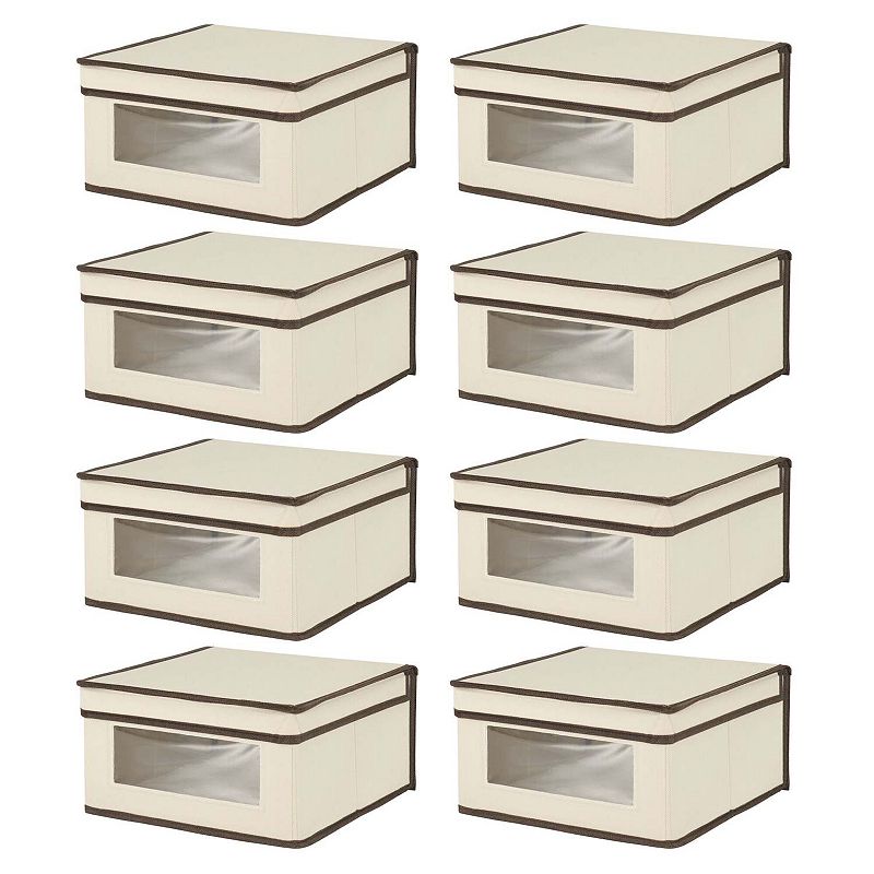 mDesign Medium Soft Fabric Closet Storage Box with Lid and Window - 8 Pack