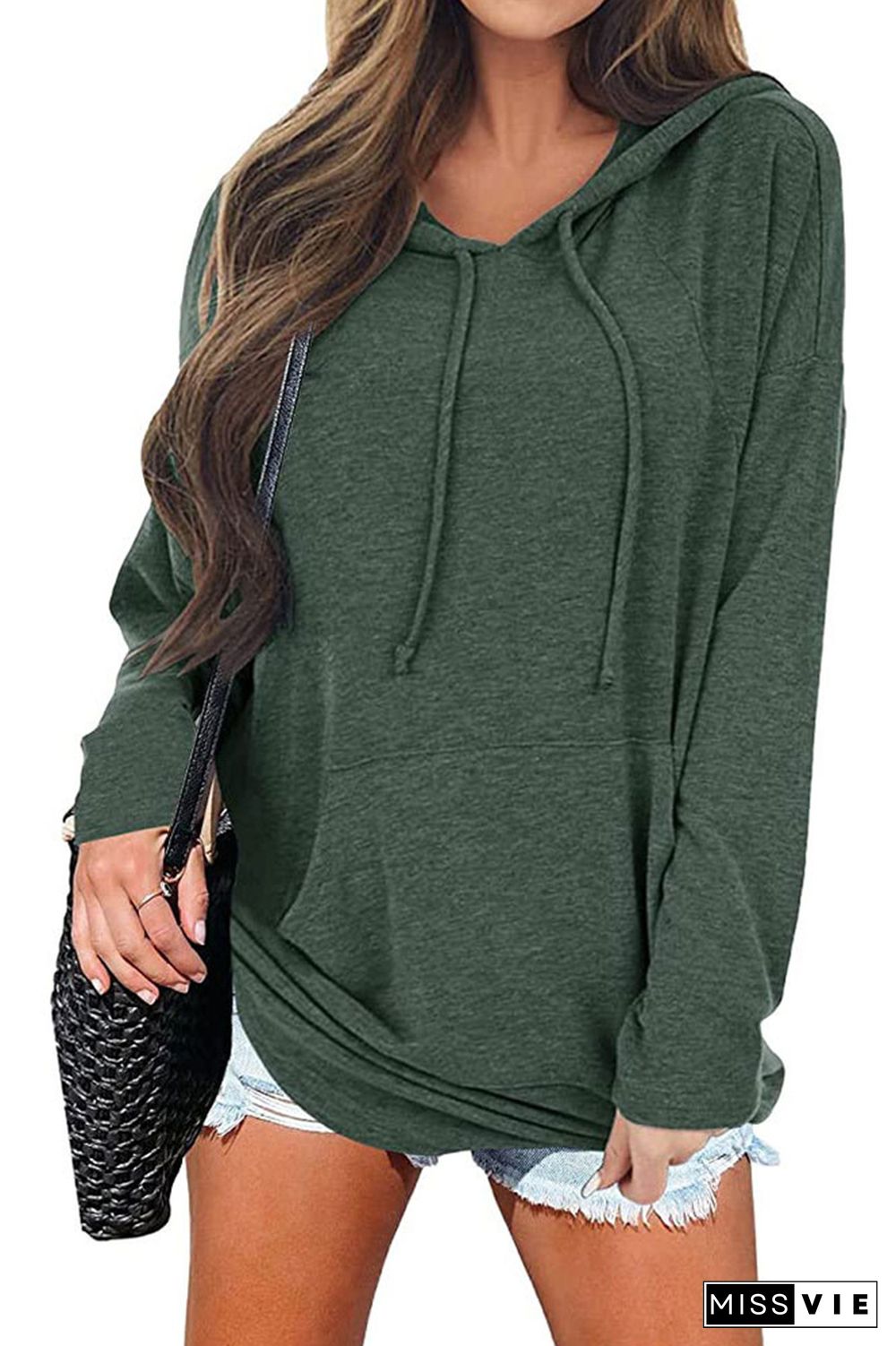 Solid Essential Pocket Hoodies Women Wholesale