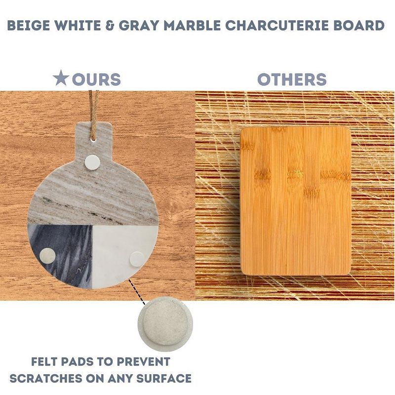 3 Tone Marble Charcuterie Board with Handle