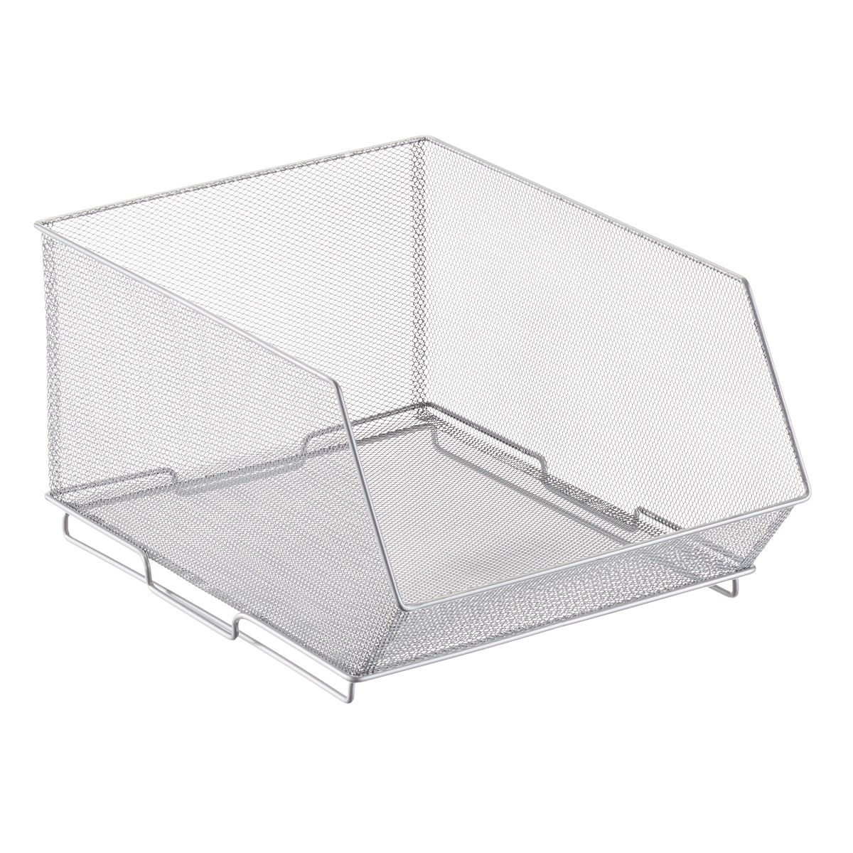 Design Ideas Open Front Mesh Silver Stacking Bins